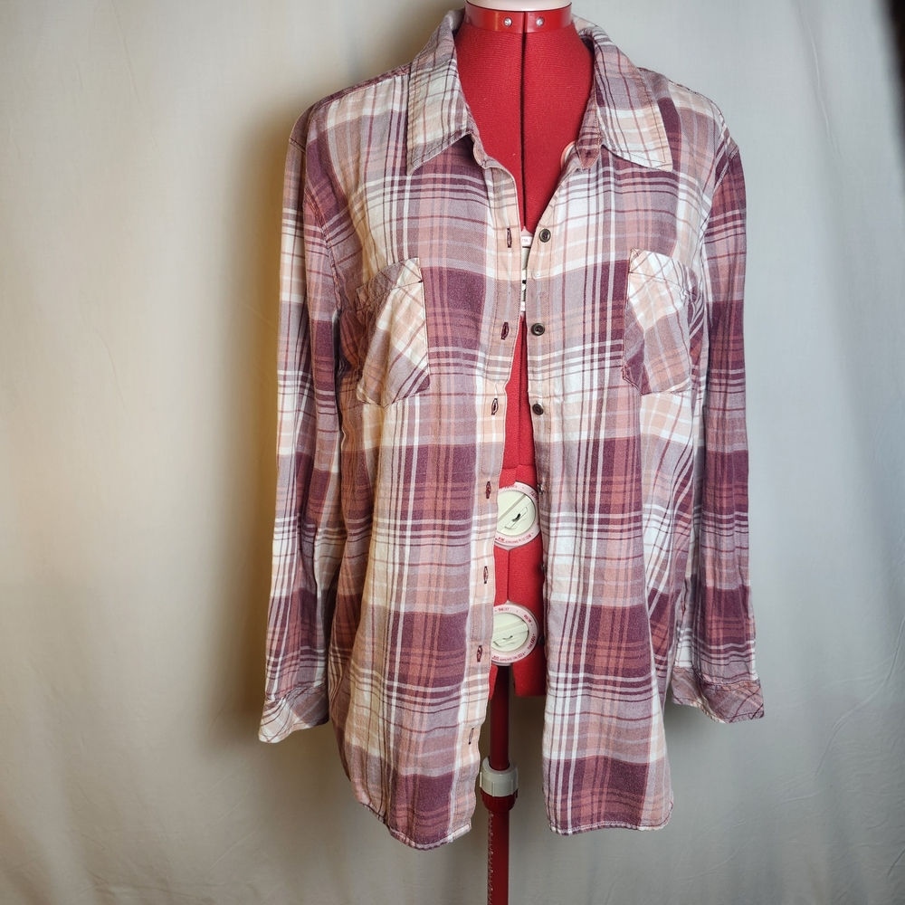 Natural Reflections Pink and Purple Plaid Shirt